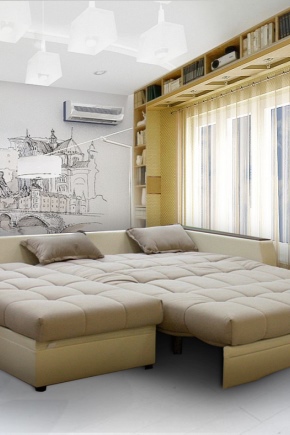 Corner sofas with accordion mechanism