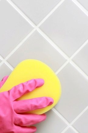 How to scrub grout from tiles?