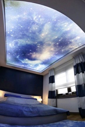 Stretch ceiling sky: beautiful ideas in the interior