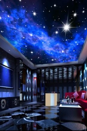 Stretch ceiling Starry sky in the interior