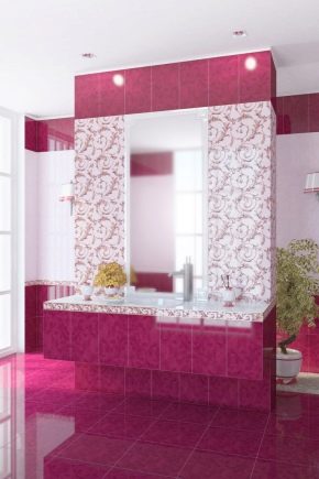 Piastrelle di ceramica rosa: belle idee negli interni