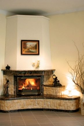 Corner fireplace in interior design