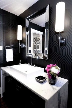 Interior del baño en tonos negros: ventajas y opciones de diseño.
