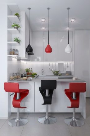 Diseño de cocina-sala de estar con barra