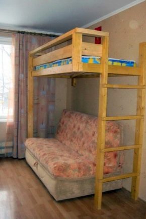 Bunk beds with a sofa below for parents: varieties and subtleties of choice