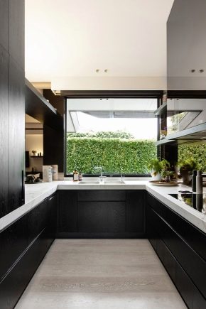 U-shaped kitchens with a window