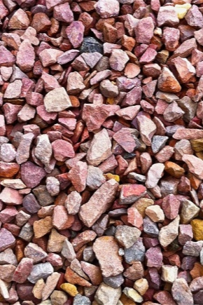 Variedades de piedra triturada y áreas de su uso.