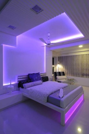 Tiras de LED en el interior de las habitaciones.