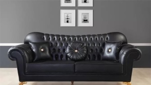 Leather black sofas