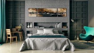 Dormitorio gris azulado