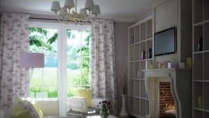 Decoración de sala de estar con chimenea en estilo provenzal.
