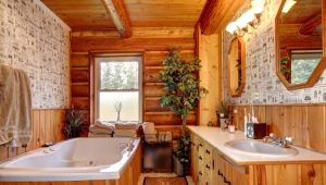 Bathroom in a wooden house: interesting design solutions