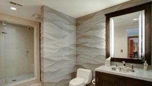 Carrelage 3D dans la salle de bain: caractéristiques, avantages et types