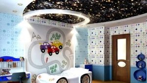 Stretch ceiling Starry sky in the interior of a children's room