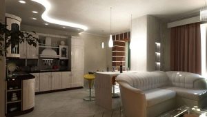 Projekty designu kuchyně a obývacího pokoje: možnosti uspořádání a metody zónování