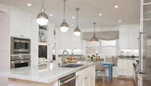 Features of lighting the kitchen-living room