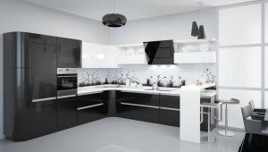 Black and white headsets in the interior of the kitchen