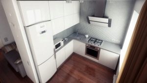 Kitchen design with an area of ​​6 sq. m with refrigerator