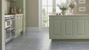 Porcelain stoneware for the kitchen floor: features and combination options