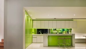 Kuchyně v bílých a zelených tónech