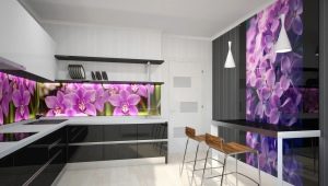 Transparent glass aprons for the kitchen: features and design tips