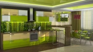 Zelená kuchyně: design náhlavní soupravy a volba pro interiér