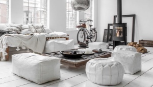 White poufs: what are they and how to choose in the interior?