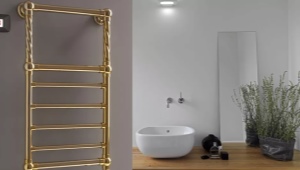 Golden heated towel rails in the interior