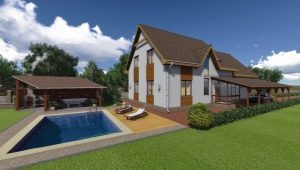 Kenmerken en ontwerpen van huizen met een zwembad