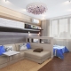 Design soggiorno-camera da letto con una superficie di 14-15 mq. m
