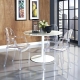 Plastic tables in a modern interior