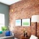 Wall decoration with bricks in the interior of the living room