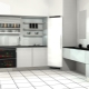 Design features of a corner kitchen with a refrigerator