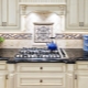 Features of kitchen aprons from tiles