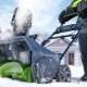 Sněhové frézy GreenWorks: vlastnosti a rozsah