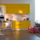 Yellow kitchen in the interior
